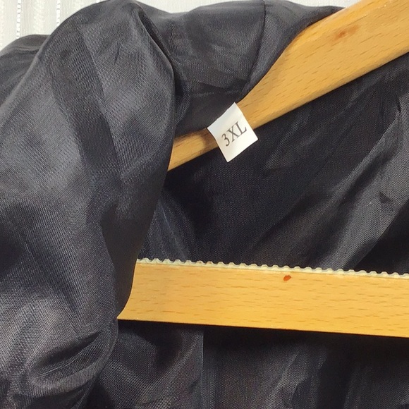 🪭 Black Silky Soft Faux Mink Fur Collarless Three Quarter Sleeve 3 Hook Front - Picture 4 of 11